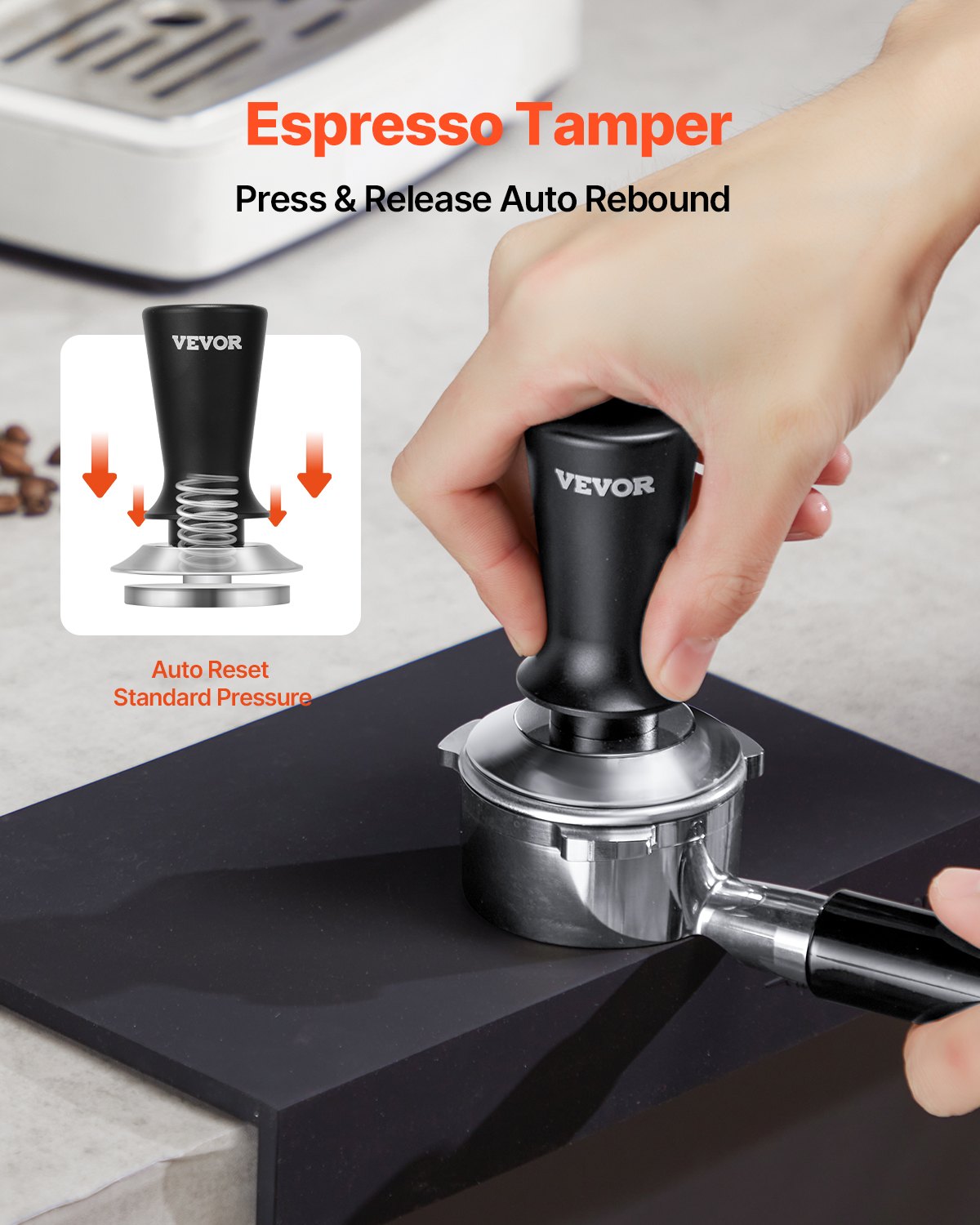 51mm/53mm/58mm Espresso Tamper Stainless Steel Coffee Tamper with Spring