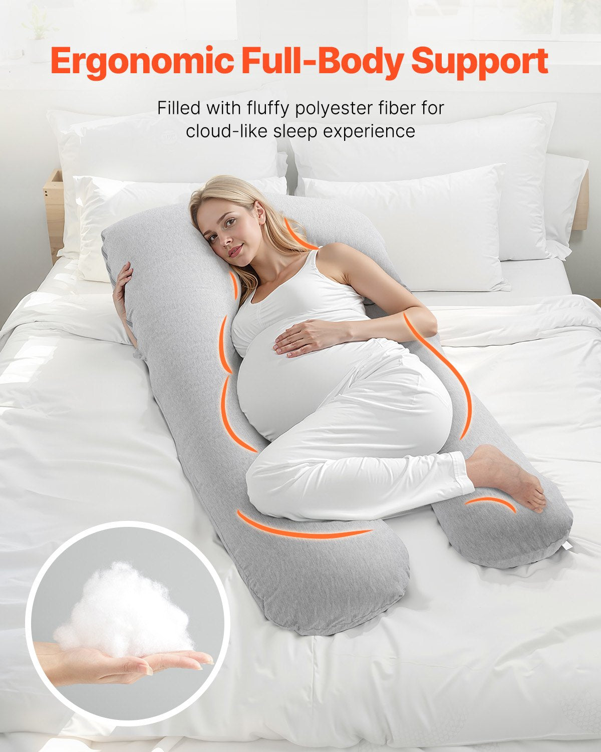 Pillows: VEVOR Pregnancy Pillow, U-Shaped Full Body Maternity Pillow for Pregnant Women, Soft and Breathable Pregnant Support Pillows with Removable & Washable Cover, Perfect for Back, Belly, Hip, Legs Relief