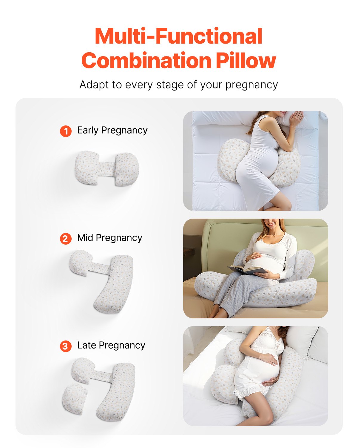 Pillows: VEVOR Pregnancy Pillows, Adjustable Maternity Pillow for Pregnant Women, Soft Pregnancy Body Pillow with Removable & Washable Cover for Back Belly Hip Support, Lightweight and Portable
