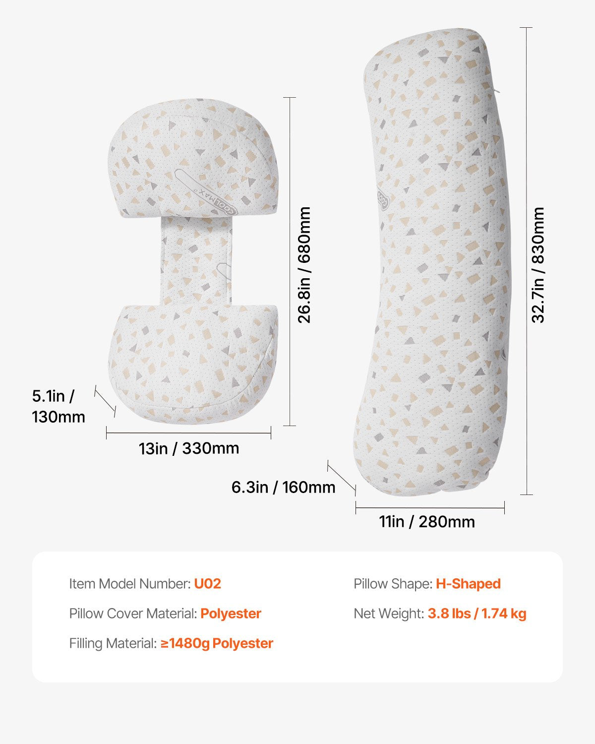 Pillows: VEVOR Pregnancy Pillows, Adjustable Maternity Pillow for Pregnant Women, Soft Pregnancy Body Pillow with Removable & Washable Cover for Back Belly Hip Support, Lightweight and Portable