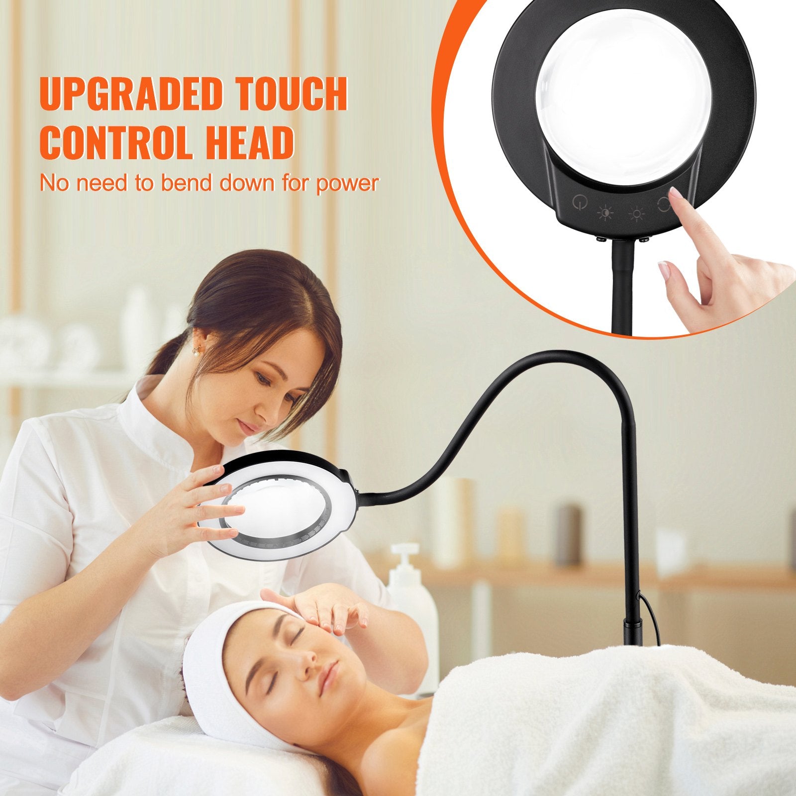 Makeup Mirrors: VEVOR 5X Floor Magnifying Glass with Light and Stand Flexible Gooseneck LED
