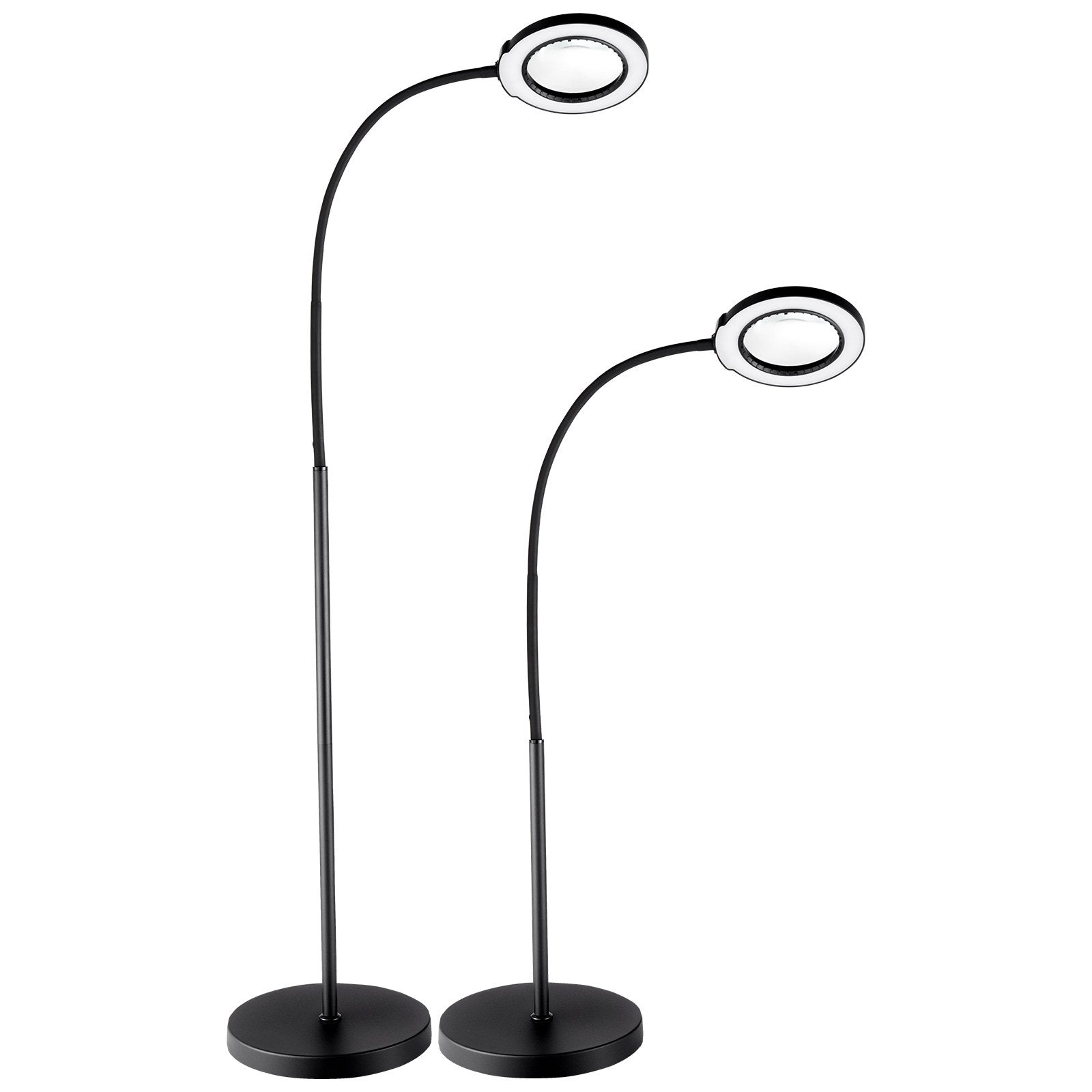 Makeup Mirrors: VEVOR 5X Floor Magnifying Glass with Light and Stand Flexible Gooseneck LED