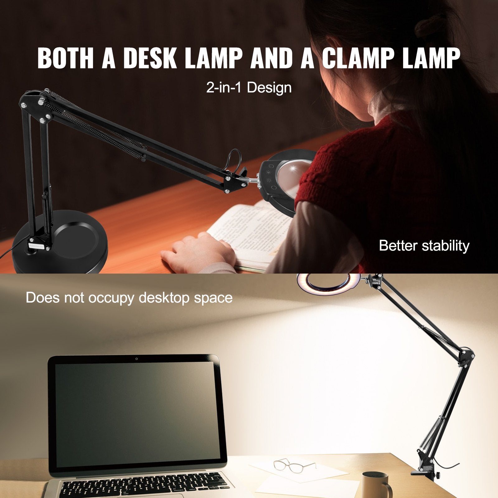 Gardening Tools: VEVOR Magnifying Glass with Light and Stand, 5X Magnifying Lamp, 4.3" Glass Lens, Base and Clamp 2-in-1 Desk Magnifier with Light, 64 LED Lights 5 Color Modes, for Close Work Reading Repair Crafts