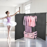 Cable Management: VEVOR Dance Bag with Garment Rack, 736.6 mm Rolling Dance Duffel, with Wheels, USB Port, Height Adjustable Clothes Rack, Privacy Protection Curtain, Ideal for Travel and Competitions, Matte Pink