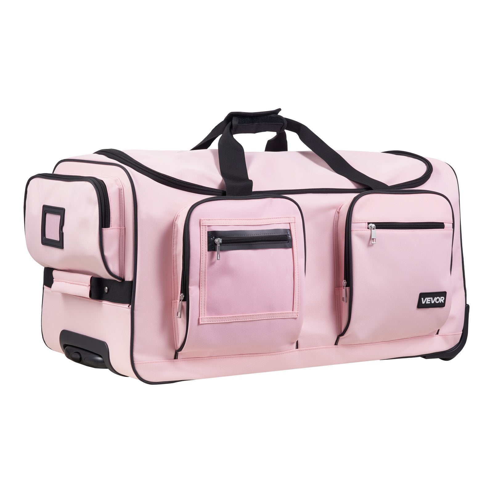 Cable Management: VEVOR Dance Bag with Garment Rack, 736.6 mm Rolling Dance Duffel, with Wheels, USB Port, Height Adjustable Clothes Rack, Privacy Protection Curtain, Ideal for Travel and Competitions, Matte Pink
