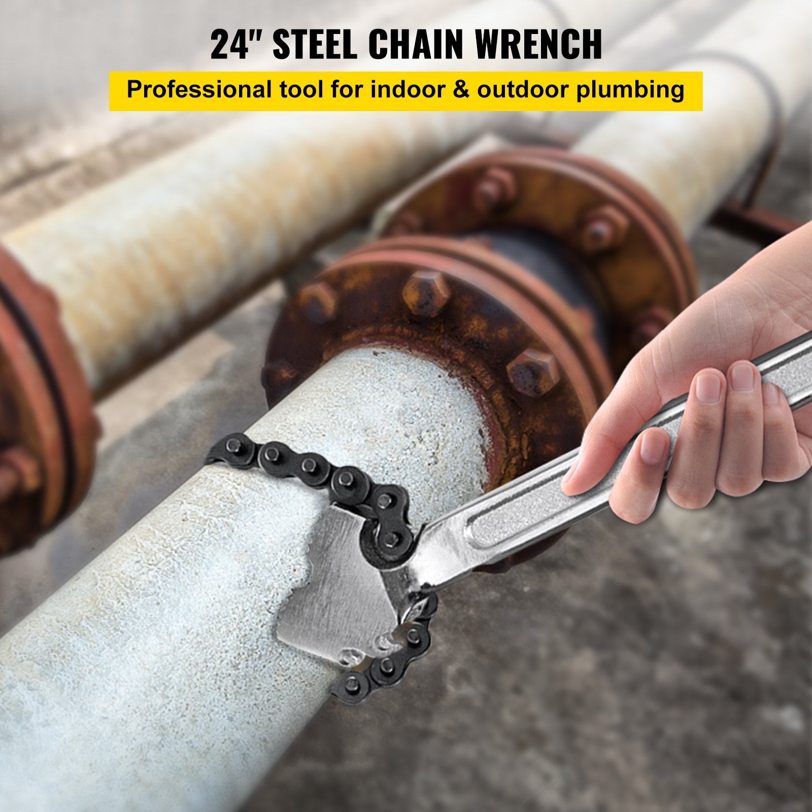 Greenhouses & Accessories: VEVOR 24 Inch Pipe Chain Wrench Heavy Duty 6.7 Inch Chain Wrench