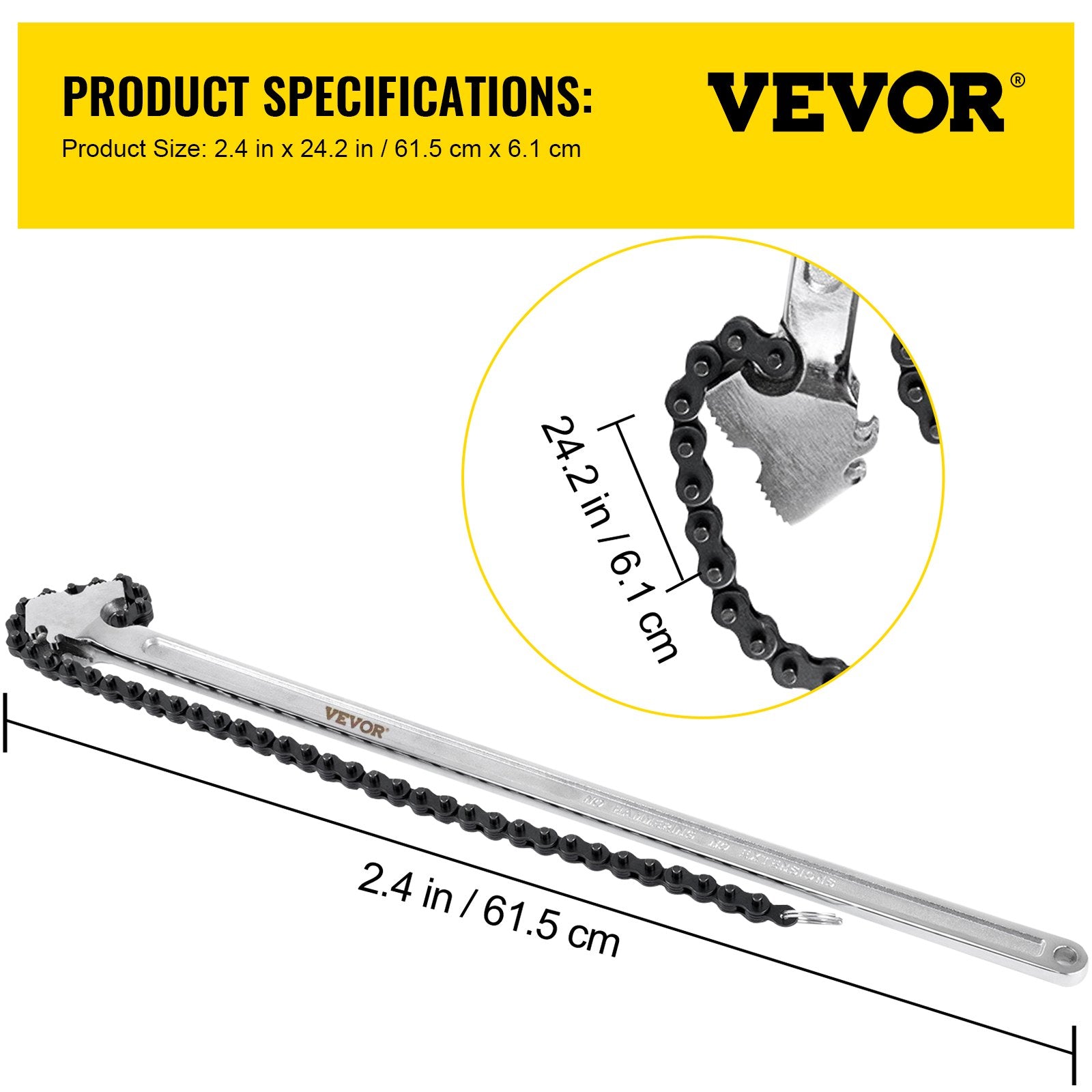 Greenhouses & Accessories: VEVOR 24 Inch Pipe Chain Wrench Heavy Duty 6.7 Inch Chain Wrench