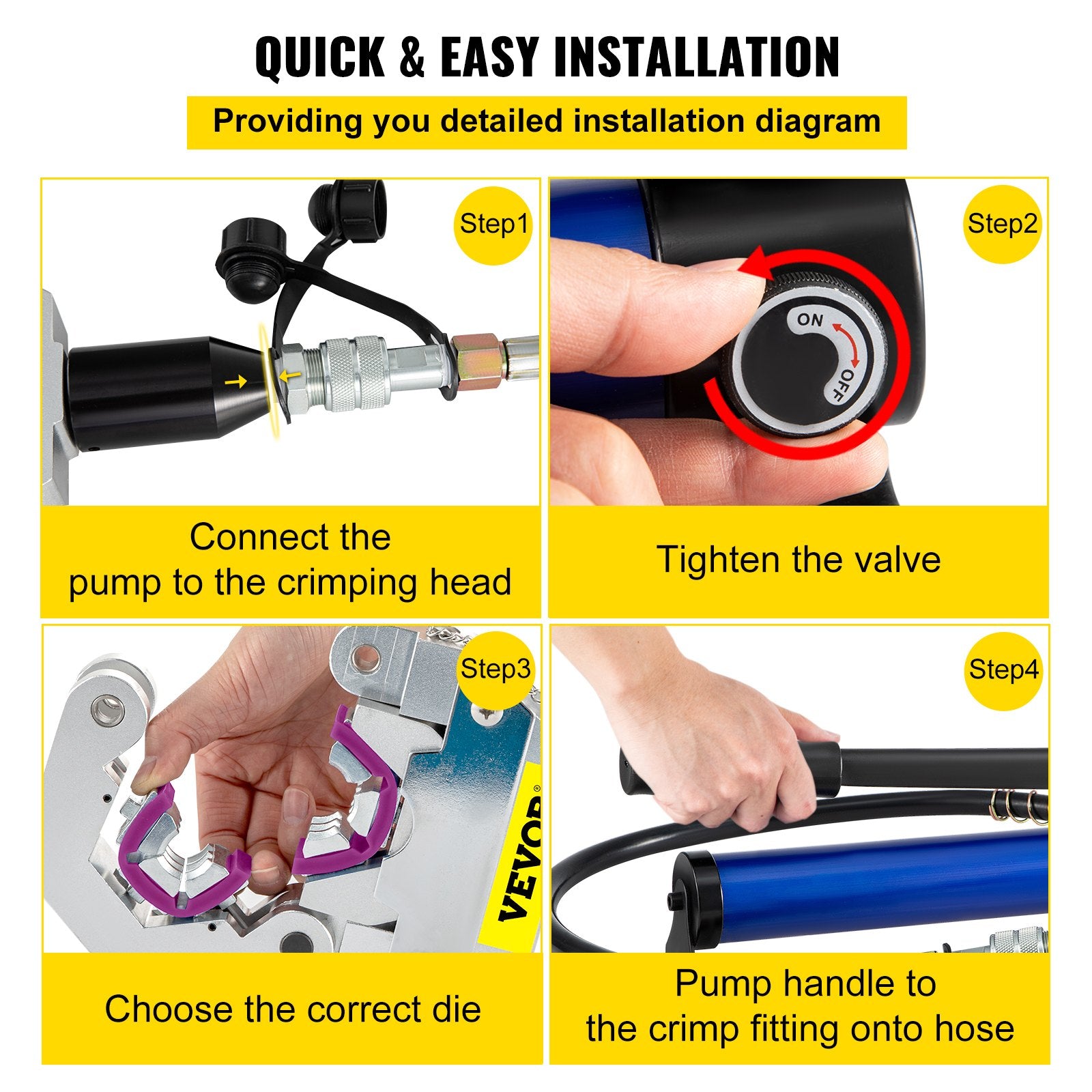 Pool Sweeps & Vacuums: Separable Hydraulic Hose Crimper 7 Dies With Aluminum Pump  A/C Air Condtioning Handheld Crimping Set