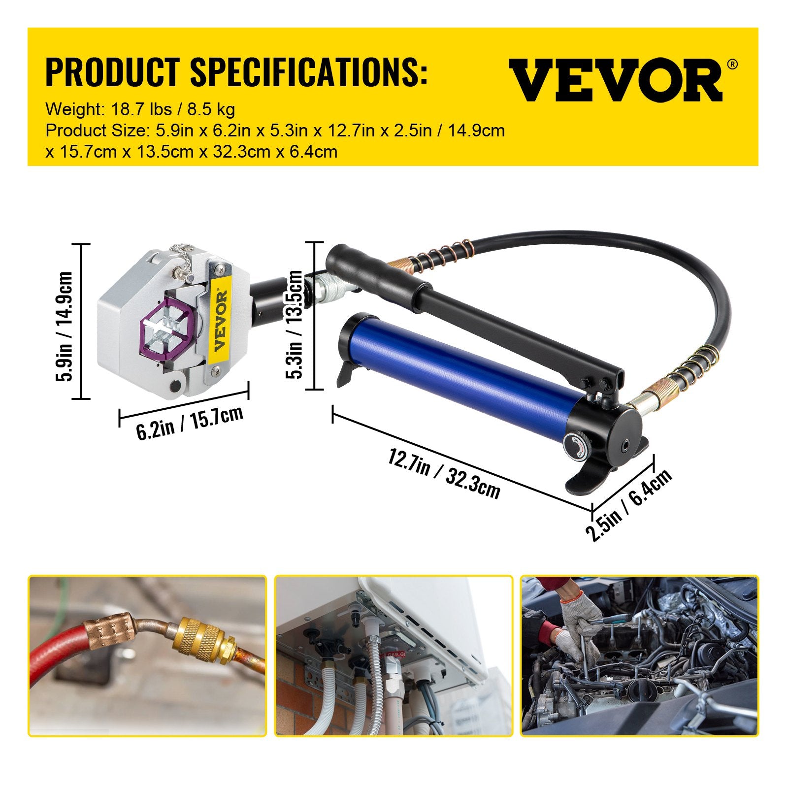 Pool Sweeps & Vacuums: Separable Hydraulic Hose Crimper 7 Dies With Aluminum Pump  A/C Air Condtioning Handheld Crimping Set