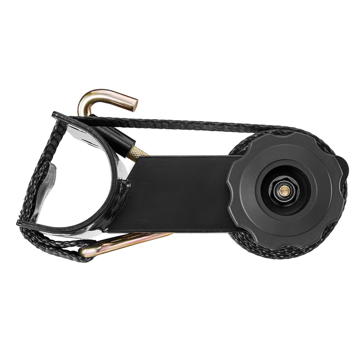 Ladder Rack Ratchet Straps, 47.6-50.8 mm Black Round Tube Mount, 38 mm Wide x 2.25 m Long Black Ladder Rack Straps with Double J-Hooks, 226.8 kg Load Heavy Duty, Cargo Buckle Lock Strap (4 Pack)