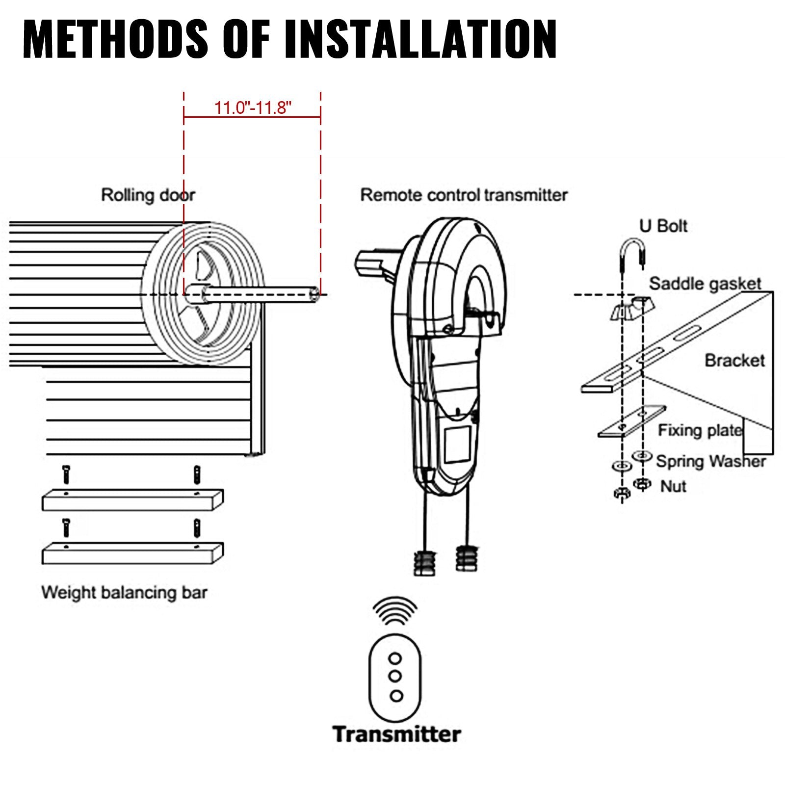 Fence & Gate Accessories: VEVOR Garage Roller Door Opener, 800 N Lift Force 164 ft Remote Control, 220V Electric Roller Gate Opener, Auto Garage Roller Gate Opener Kit with 2 Remote, Apply for Garage Store