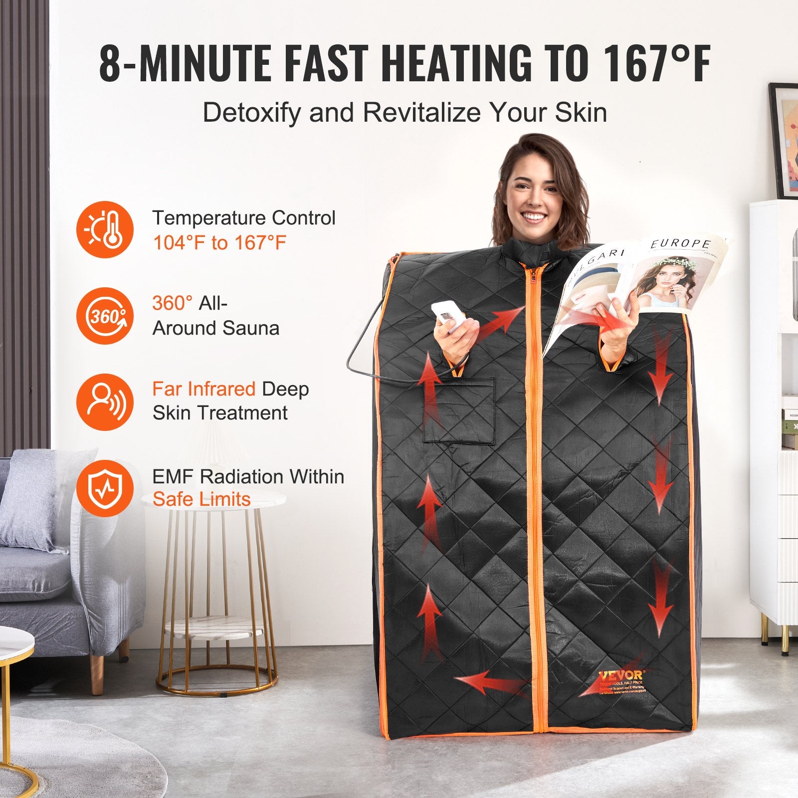 Sauna Tent Far Infrared 1050W Personal Home Spa Loss Weight Detox Therapy