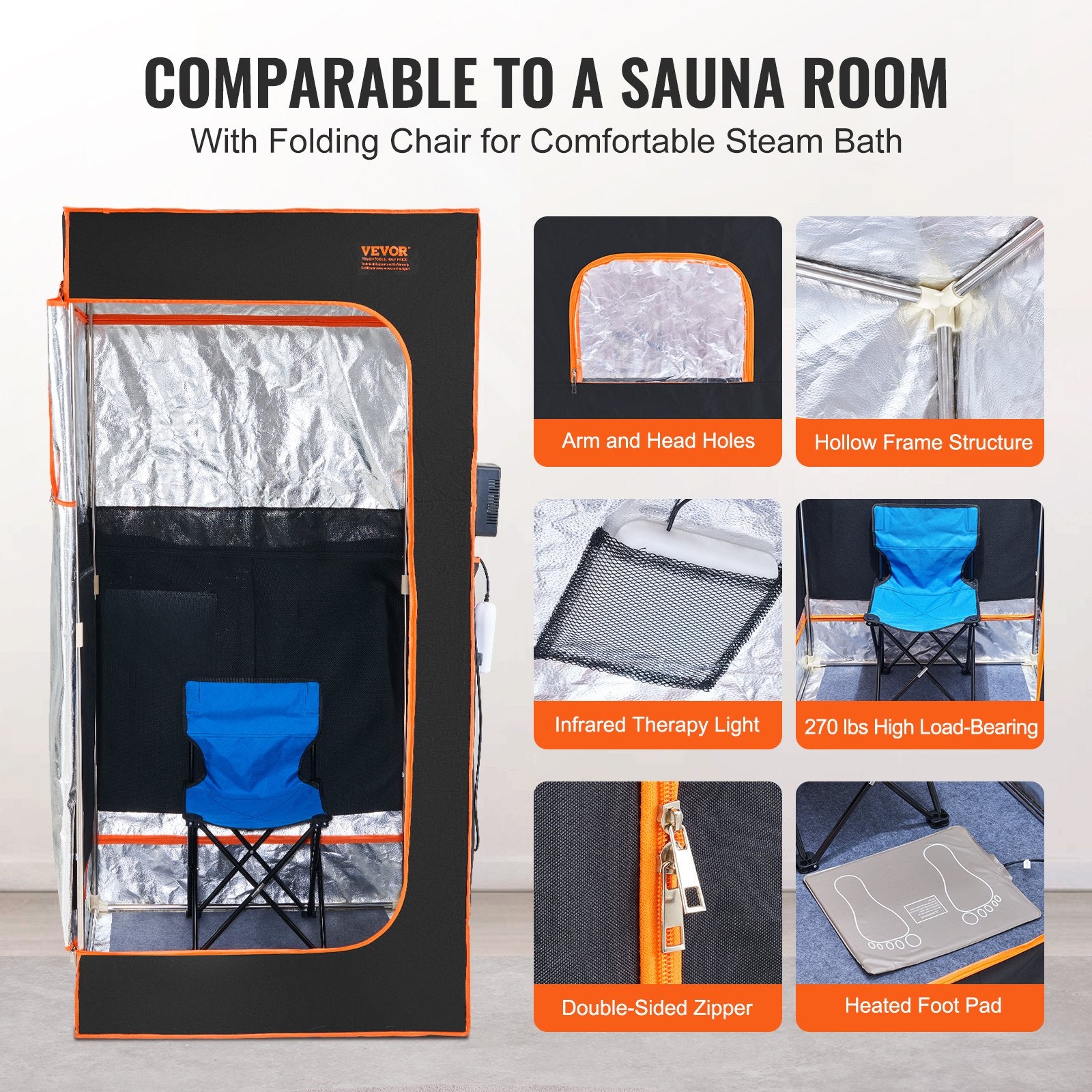 Wellness Accessories: VEVOR Sauna Tent Far Infrared 1400W Personal Home Spa Loss Weight Detox Therapy