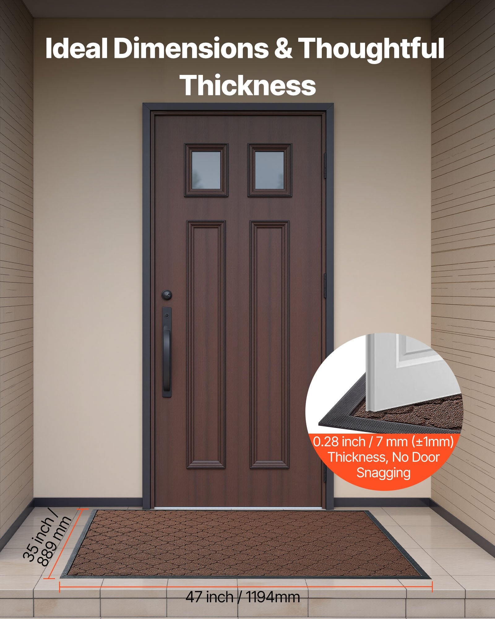 Foot Care: VEVOR Front Door Mat, 1194 x 889 mm Commercial Floor Mat for Indoor and Outdoor, Modern Stylish Carpet with TPE Backing, Heavy Duty Washable Entry Industrial Rug for Hallway, Balcony, Garage, Brown