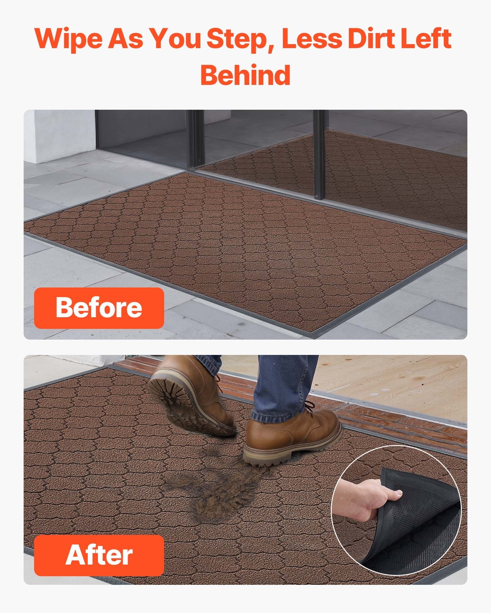 Foot Care: VEVOR Front Door Mat, 1194 x 889 mm Commercial Floor Mat for Indoor and Outdoor, Modern Stylish Carpet with TPE Backing, Heavy Duty Washable Entry Industrial Rug for Hallway, Balcony, Garage, Brown
