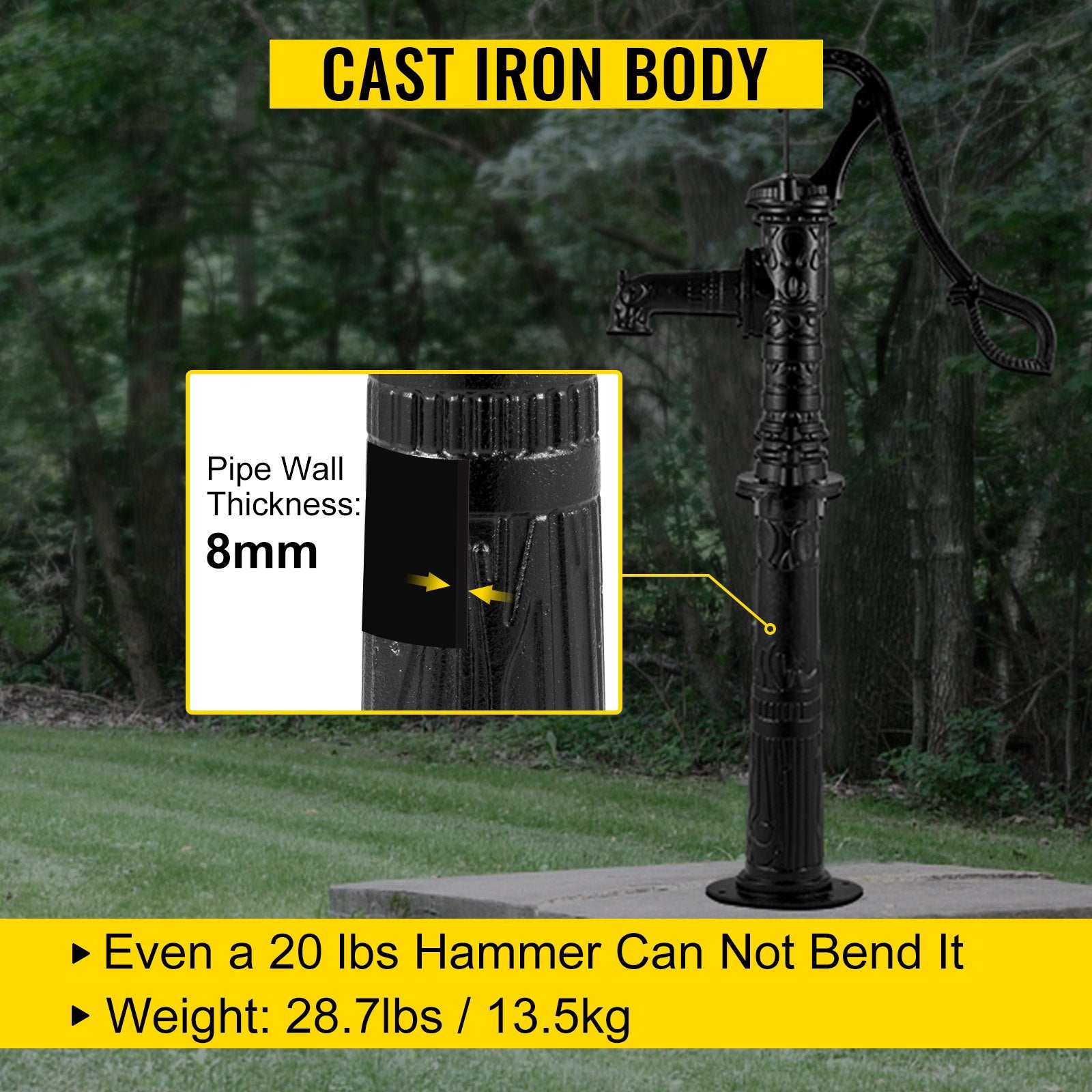 Basketball & Basketball Accessories: VEVOR Antique Hand Water Pump Stand Pitcher Pump Stand for Yard Garden Black