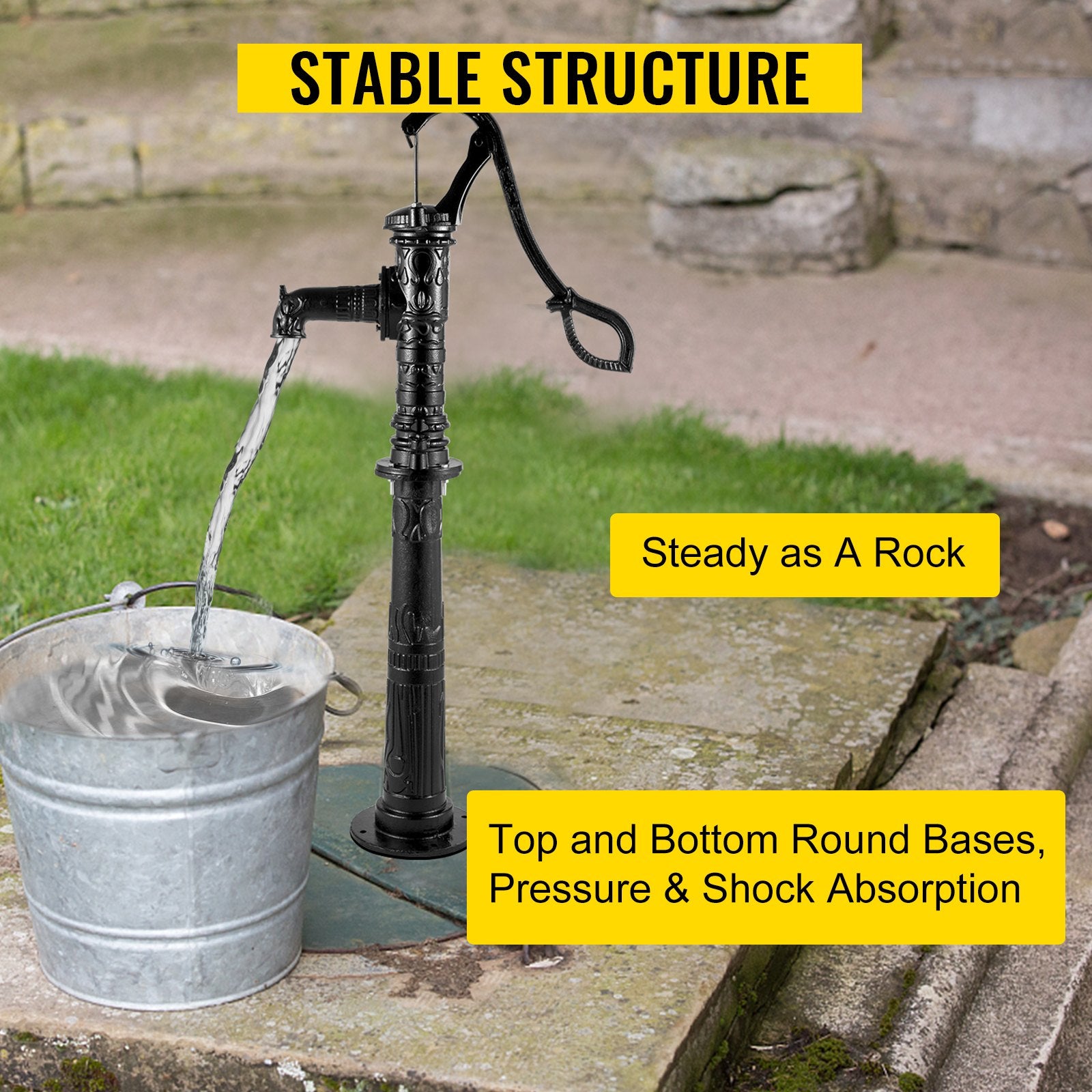 Basketball & Basketball Accessories: VEVOR Antique Hand Water Pump Stand Pitcher Pump Stand for Yard Garden Black