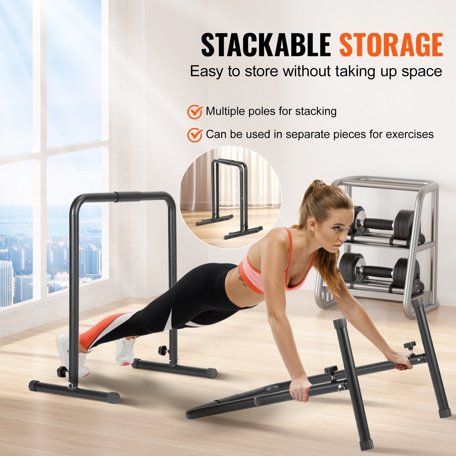 Dip Bars, 200 kg Capacity, Heave Duty Dip Stand Station with Adjustable Height, Fitness Workout Dip Bar Station Stabilizer Parallette Push Up Stand, Parallel Bars for Strength Training Home Gym