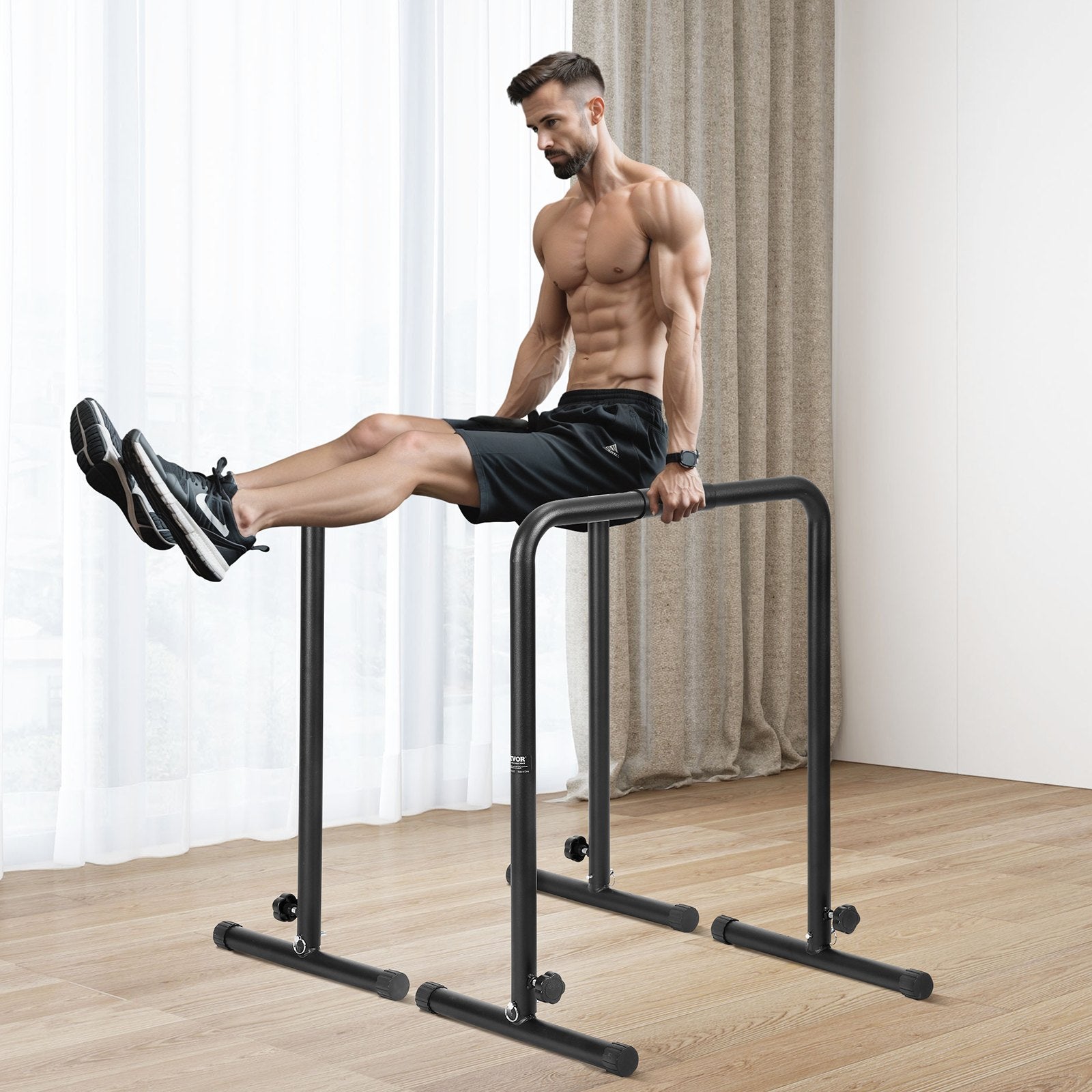Dip Bars, 200 kg Capacity, Heave Duty Dip Stand Station with Adjustable Height, Fitness Workout Dip Bar Station Stabilizer Parallette Push Up Stand, Parallel Bars for Strength Training Home Gym