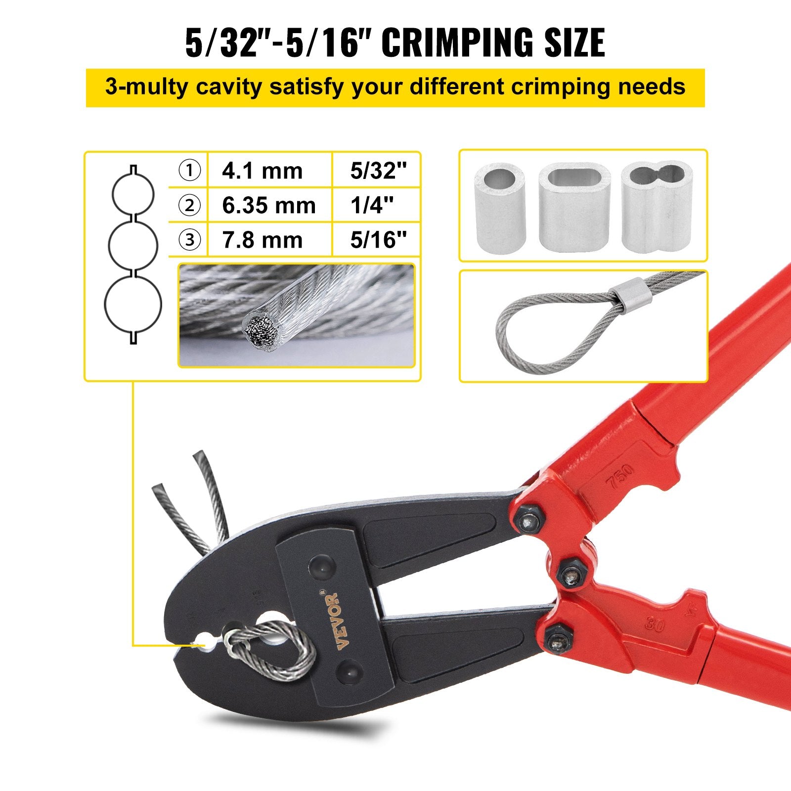 Kitchen & Bathroom DIY: 762mm/30" Hand Swager, Swaging Tool for 5/32", 1/4" and 5/16" Aluminum/Copper Sleeves