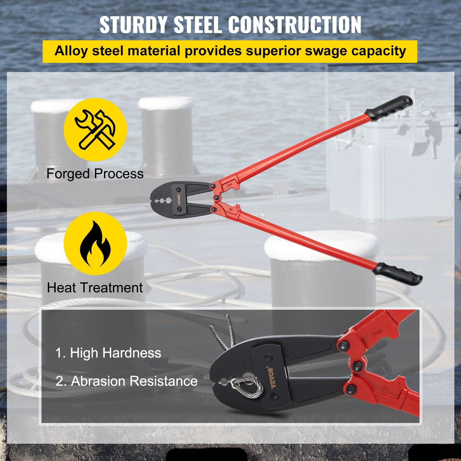 Kitchen & Bathroom DIY: 762mm/30" Hand Swager, Swaging Tool for 5/32", 1/4" and 5/16" Aluminum/Copper Sleeves