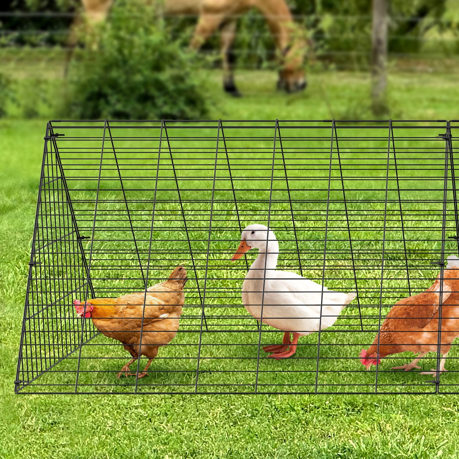 Small Animal Habitats & Cages: VEVOR Chicken Tunnels, 729 x 200 x 61.5cm(LxWxH) Chicken Tunnels for Yard, Portable Chicken Tunnels for Outside with Corner Frames, 2 Sets, Suitable for Chickens, Ducks, Rabbits