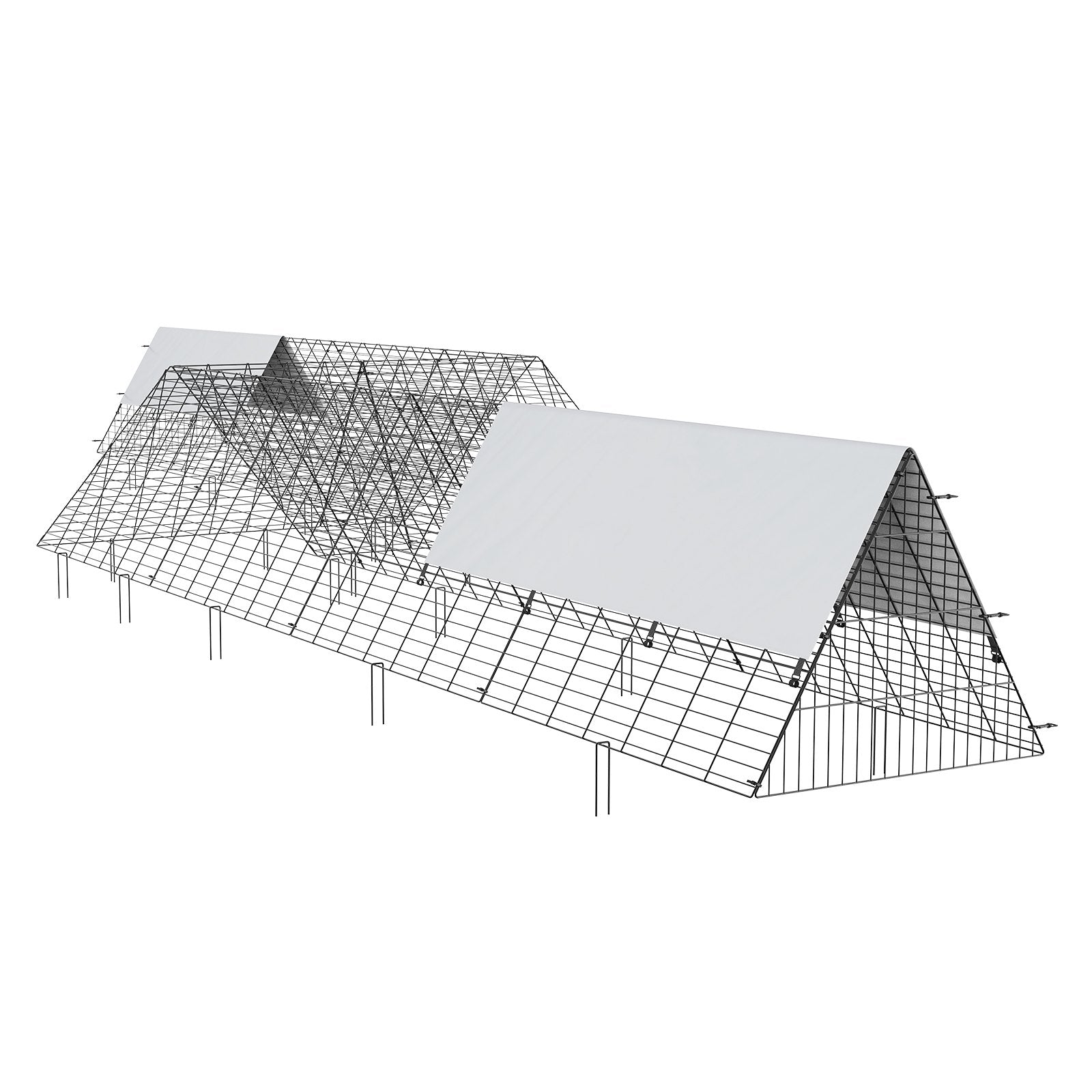 Small Animal Habitats & Cages: VEVOR Chicken Tunnels, 729 x 200 x 61.5cm(LxWxH) Chicken Tunnels for Yard, Portable Chicken Tunnels for Outside with Corner Frames, 2 Sets, Suitable for Chickens, Ducks, Rabbits
