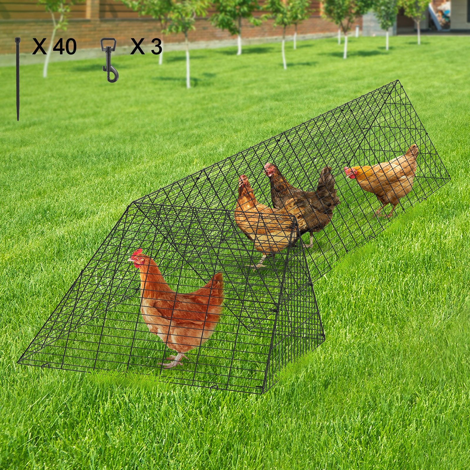 Coop & Hutch Accessories: VEVOR Chicken Tunnels, 400x100x61.5 cm(LxWxH) Chicken Tunnels for Yard, Portable Chicken Tunnels for Outside with Corner Frames, Chicken Coop Run, Suitable for Chickens, Ducks, Rabbits