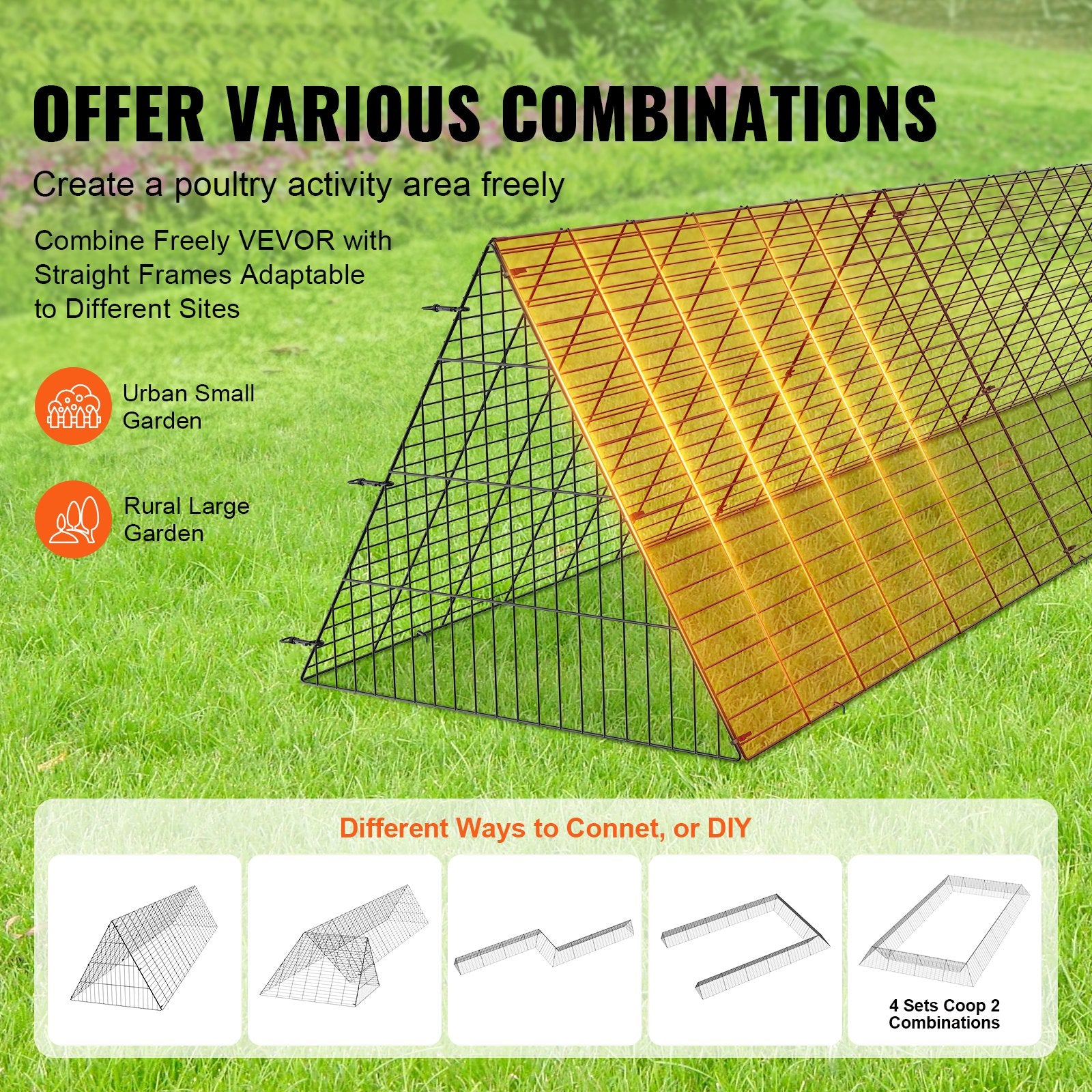 Coop & Hutch Accessories: VEVOR Chicken Tunnels, 300 x 71 x 61.5cm (LxWxH) Chicken Tunnels for Yard, Portable Chicken Tunnels for Outside Easy Installation, Chicken Coop Run, Suitable for Chickens, Ducks, Rabbits