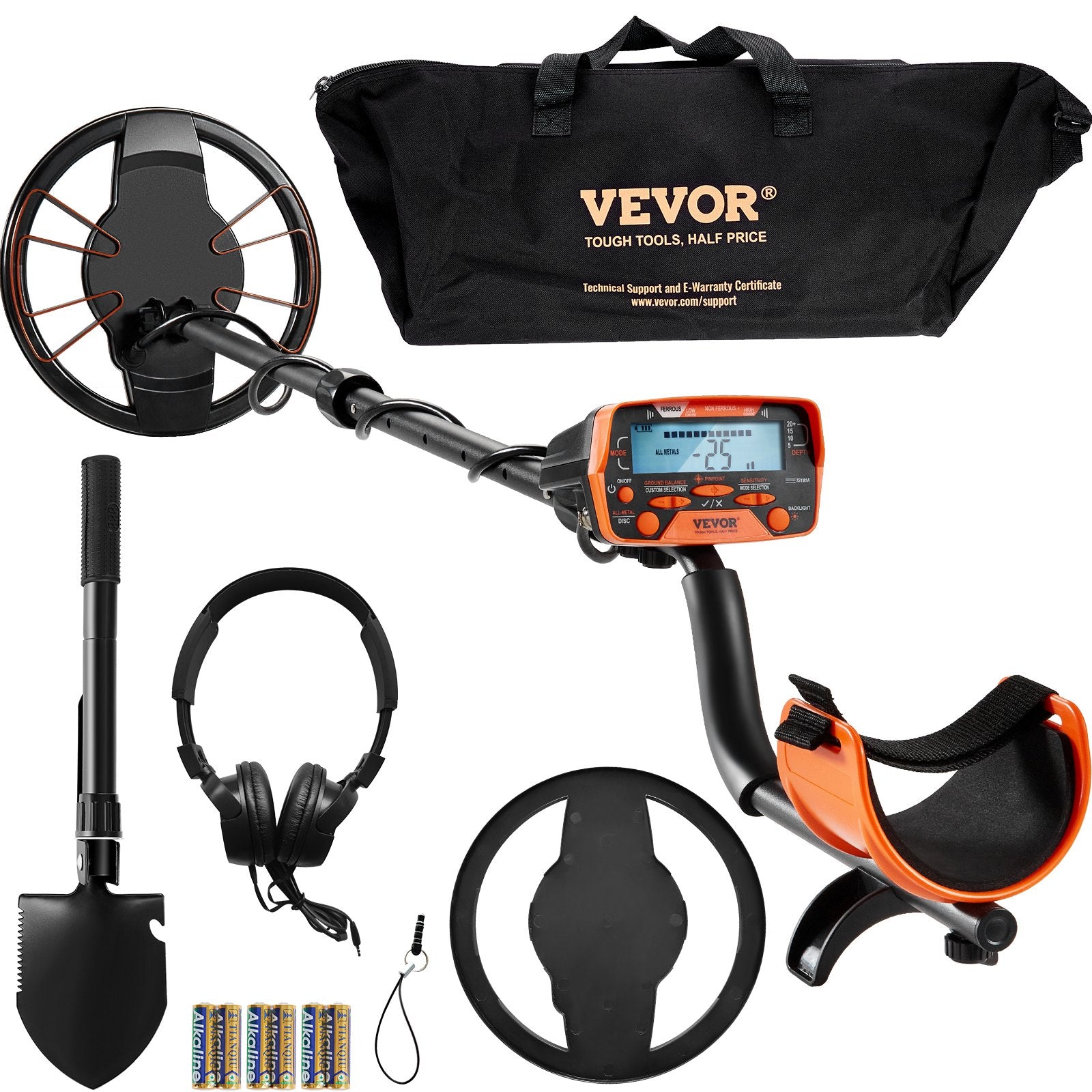 Metal Detectors: VEVOR Metal Detector for Adults&Kids, 250mm, Professional Adjustable Higher Accuracy Gold Detector, IP68 Waterproof Coil with LCD Display 7 Modes Advanced DSP Chip, for Detecting Gold Treasure Hunting