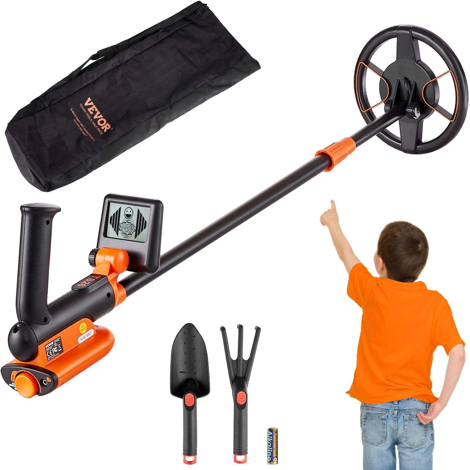Metal Detectors: VEVOR Metal Detector for Kids, 150mm, Waterproof Search Coil with LCD Display, Adjustable 660.4-914.4 mm Gold Detector, Lightweight Carbon Fiber Stem for Junior & Youth Detecting Gold Coin Treasure