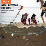 Metal Detectors: VEVOR Metal Detector for Kids, 150mm, Waterproof Search Coil with LCD Display, Adjustable 660.4-914.4 mm Gold Detector, Lightweight Carbon Fiber Stem for Junior & Youth Detecting Gold Coin Treasure