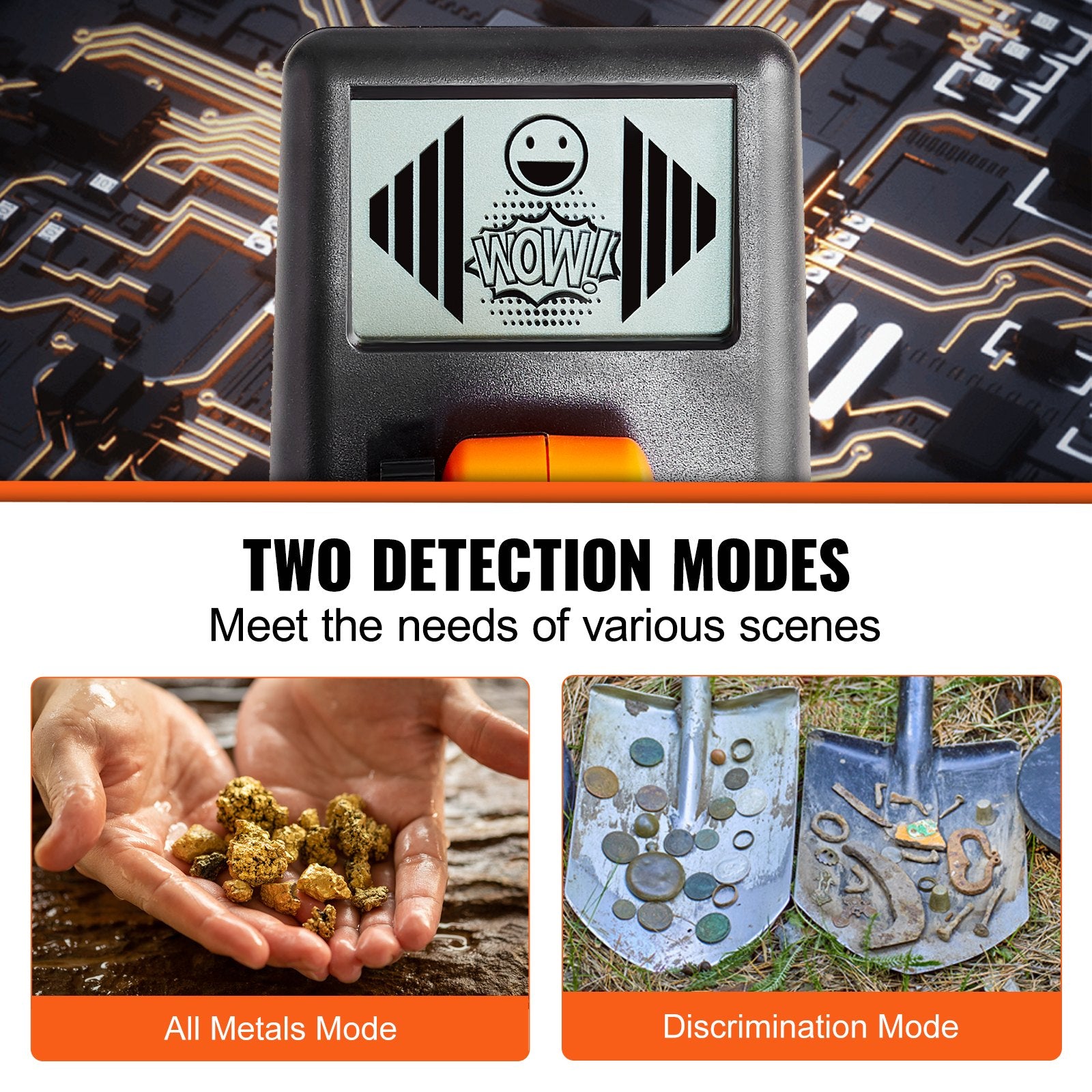 Metal Detectors: VEVOR Metal Detector for Kids, 150mm, Waterproof Search Coil with LCD Display, Adjustable 660.4-914.4 mm Gold Detector, Lightweight Carbon Fiber Stem for Junior & Youth Detecting Gold Coin Treasure