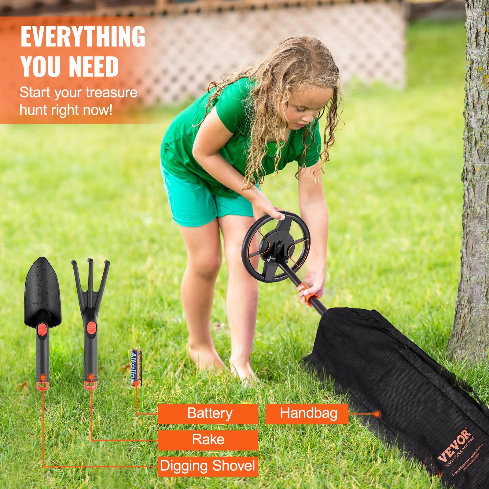 Metal Detectors: VEVOR Metal Detector for Kids, 150mm, Waterproof Search Coil with LCD Display, Adjustable 660.4-914.4 mm Gold Detector, Lightweight Carbon Fiber Stem for Junior & Youth Detecting Gold Coin Treasure