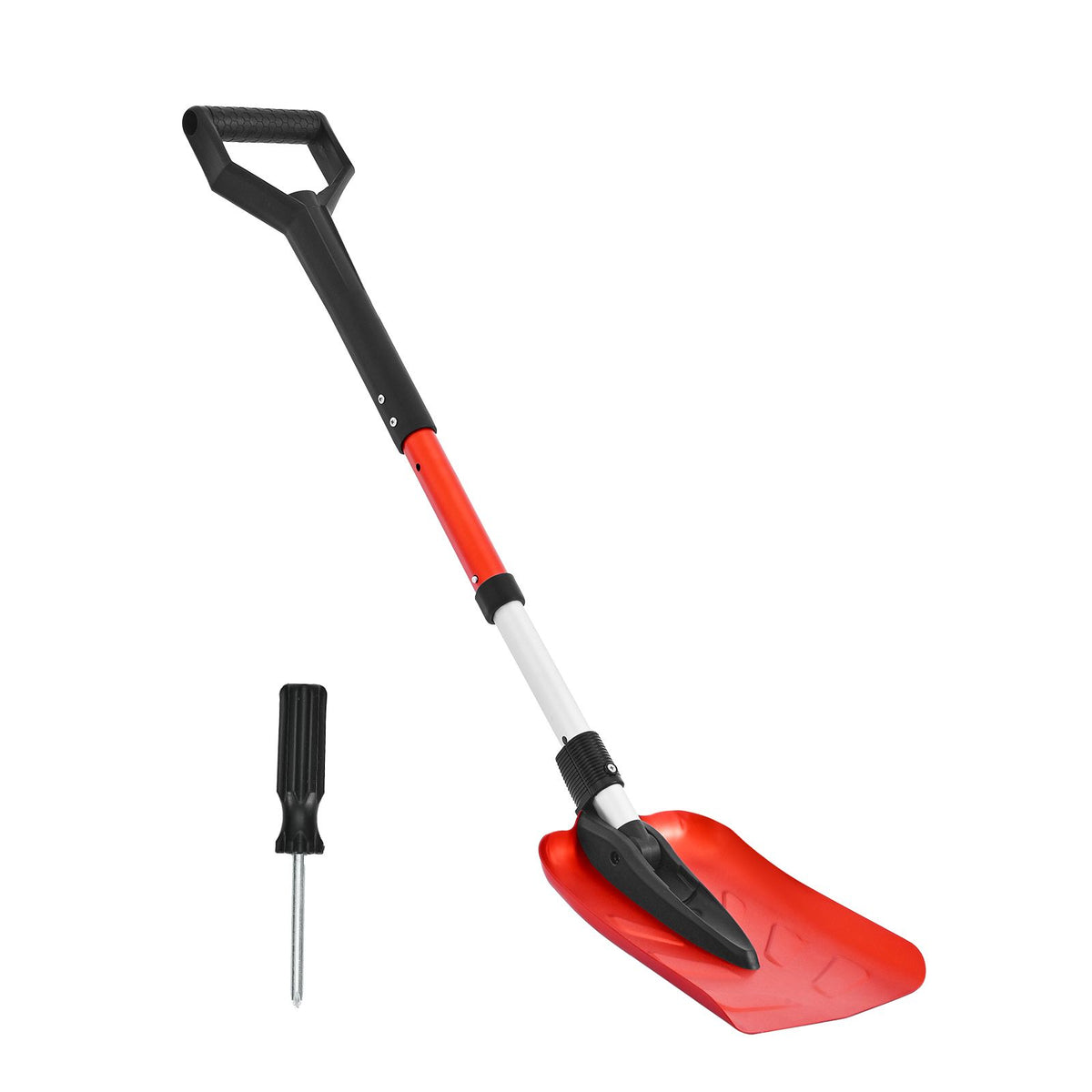 Snow Shovel for Driveway, 22cm Foldable Snow Shovel with D-shaped Handle, , 36-40 in Adjustable, Lightweight Aluminum Alloy Snows Removal Tool, Reduce Back Strains for Garden Car Camping