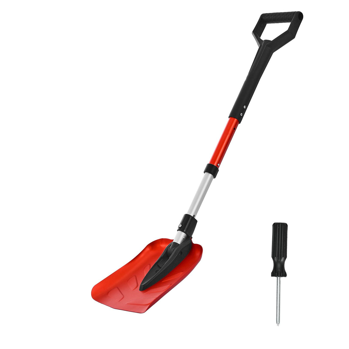 Snow Shovel for Driveway, 22cm Foldable Snow Shovel with D-shaped Handle, , 36-40 in Adjustable, Lightweight Aluminum Alloy Snows Removal Tool, Reduce Back Strains for Garden Car Camping