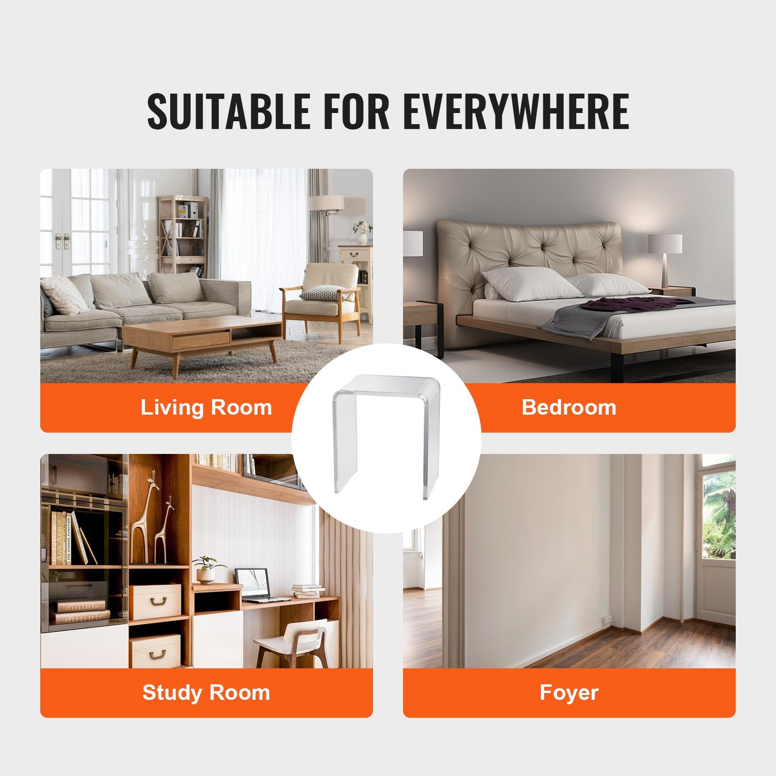 Side Tables: VEVOR Acrylic End Table, 2 pcs C-Shaped Lucite Side Tables, Clear Acrylic Side Table for Drink, Food, Snack used in Living Room, Bedroom, and Study