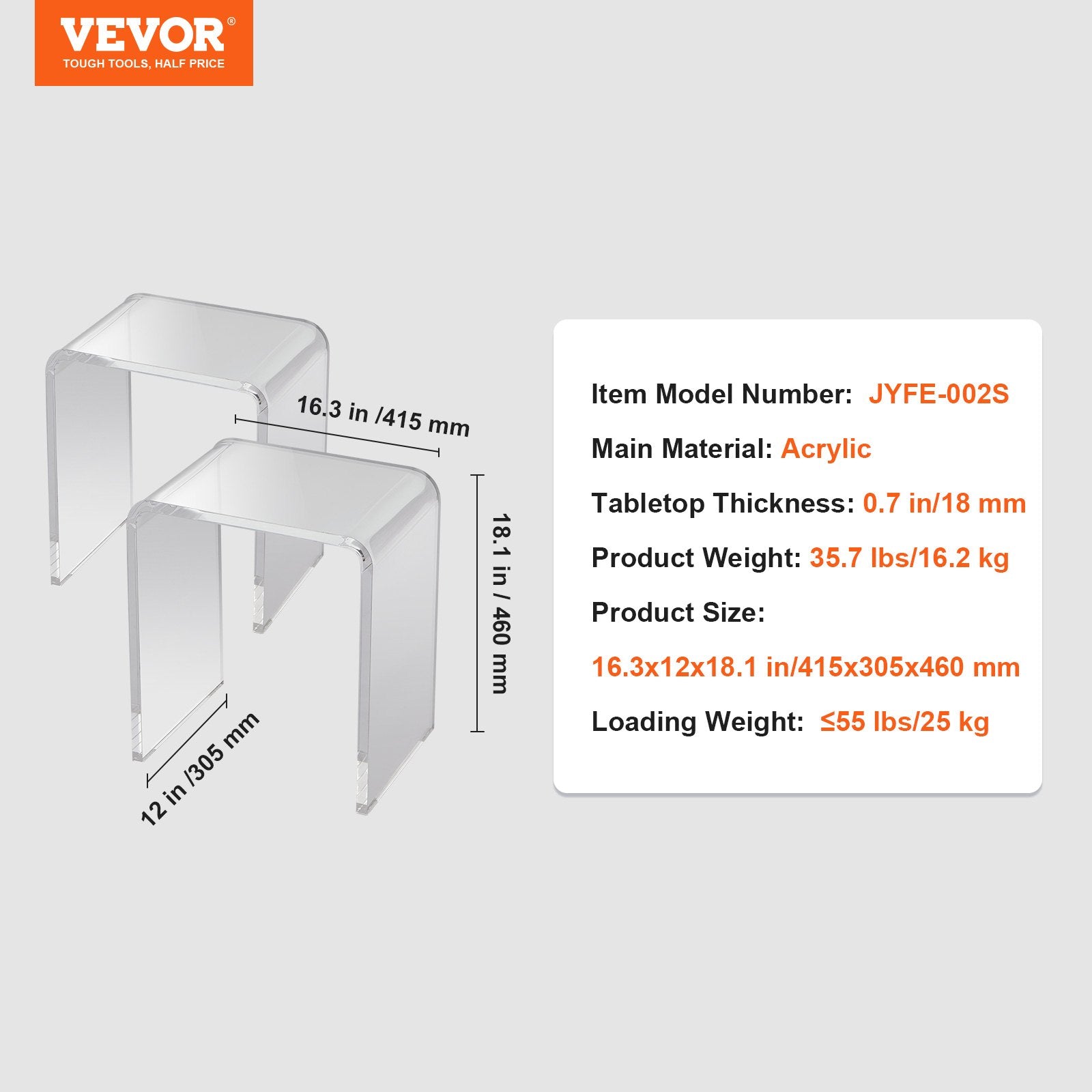 Side Tables: VEVOR Acrylic End Table, 2 pcs C-Shaped Lucite Side Tables, Clear Acrylic Side Table for Drink, Food, Snack used in Living Room, Bedroom, and Study