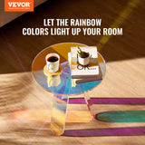 Bedside Tables: VEVOR Round Iridescent Side Table, Acrylic End Table, Clear Rainbow Acrylic Coffee Table for Drink, Food, Snack used in Living Room, Bedroom, and Study