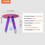 Bedside Tables: VEVOR Round Iridescent Side Table, Acrylic End Table, Clear Rainbow Acrylic Coffee Table for Drink, Food, Snack used in Living Room, Bedroom, and Study