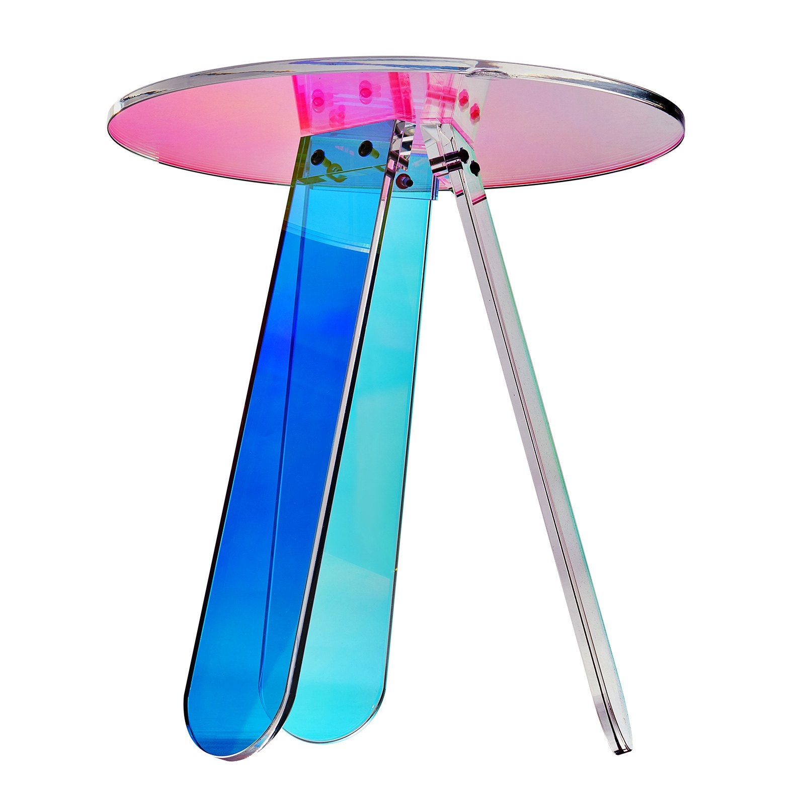Bedside Tables: VEVOR Round Iridescent Side Table, Acrylic End Table, Clear Rainbow Acrylic Coffee Table for Drink, Food, Snack used in Living Room, Bedroom, and Study