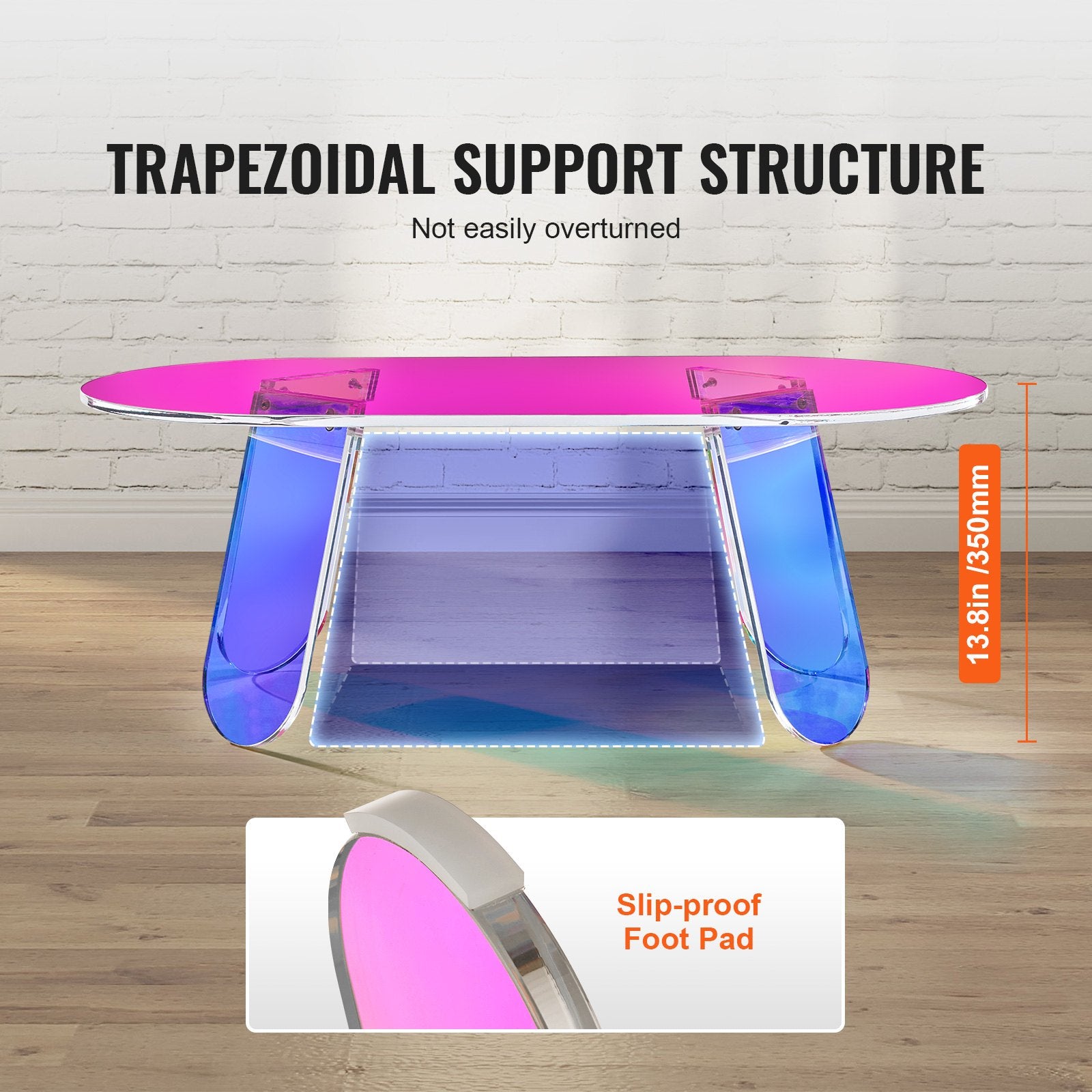 Side Tables: VEVOR Acrylic Coffee Table, Iridescent Acrylic End Table, 13.8 inch high Colorful Acrylic Side Table, for Coffee, Drink, Food, Snack used in Living Room, Courtyard, Terrace