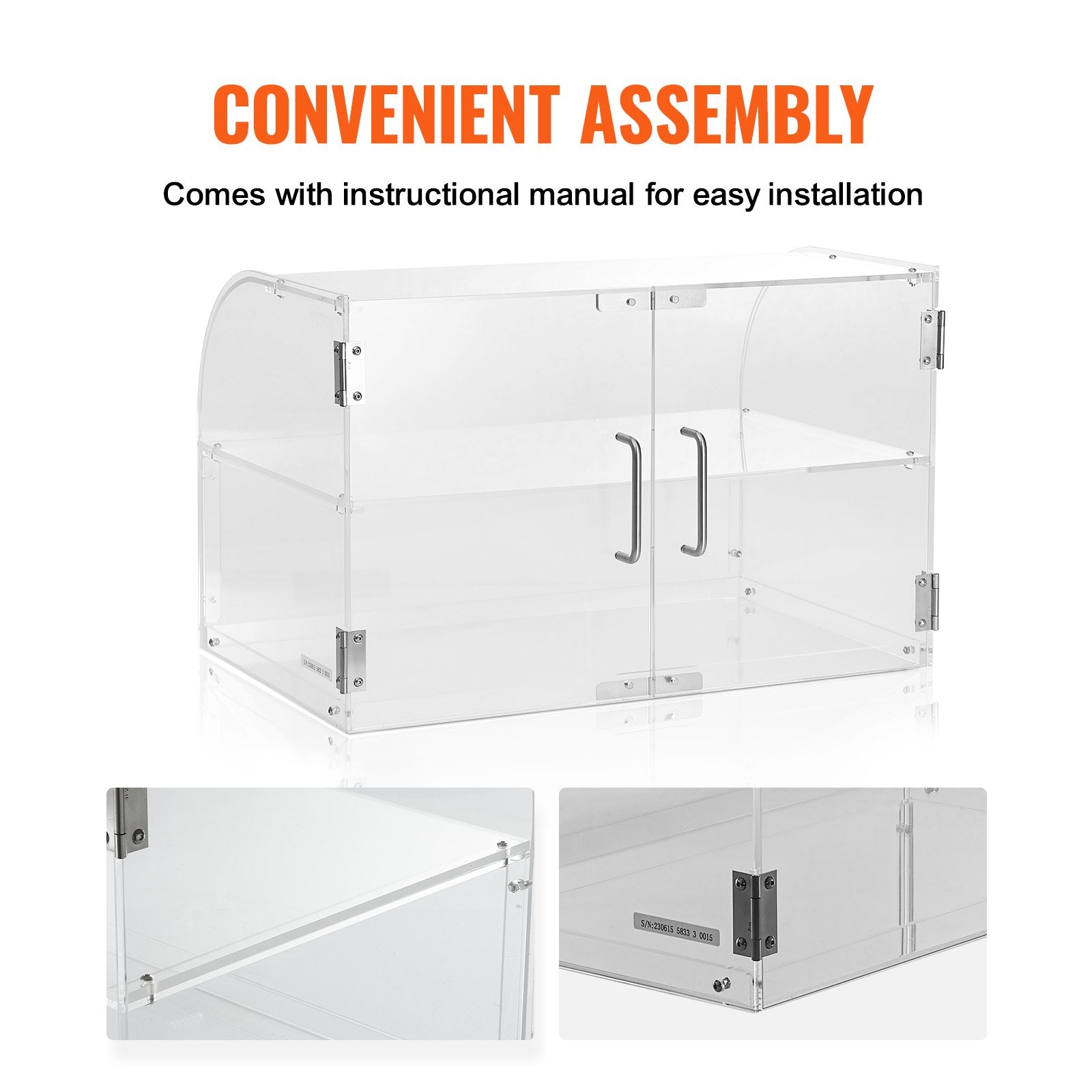 Food Storage: VEVOR Pastry Display Case, 2-Tier Commercial Countertop Bakery Display Case, Acrylic Display Box with Rear Door Access & Removable Shelves, Keep Fresh for Donut Bagels Cake Cookie