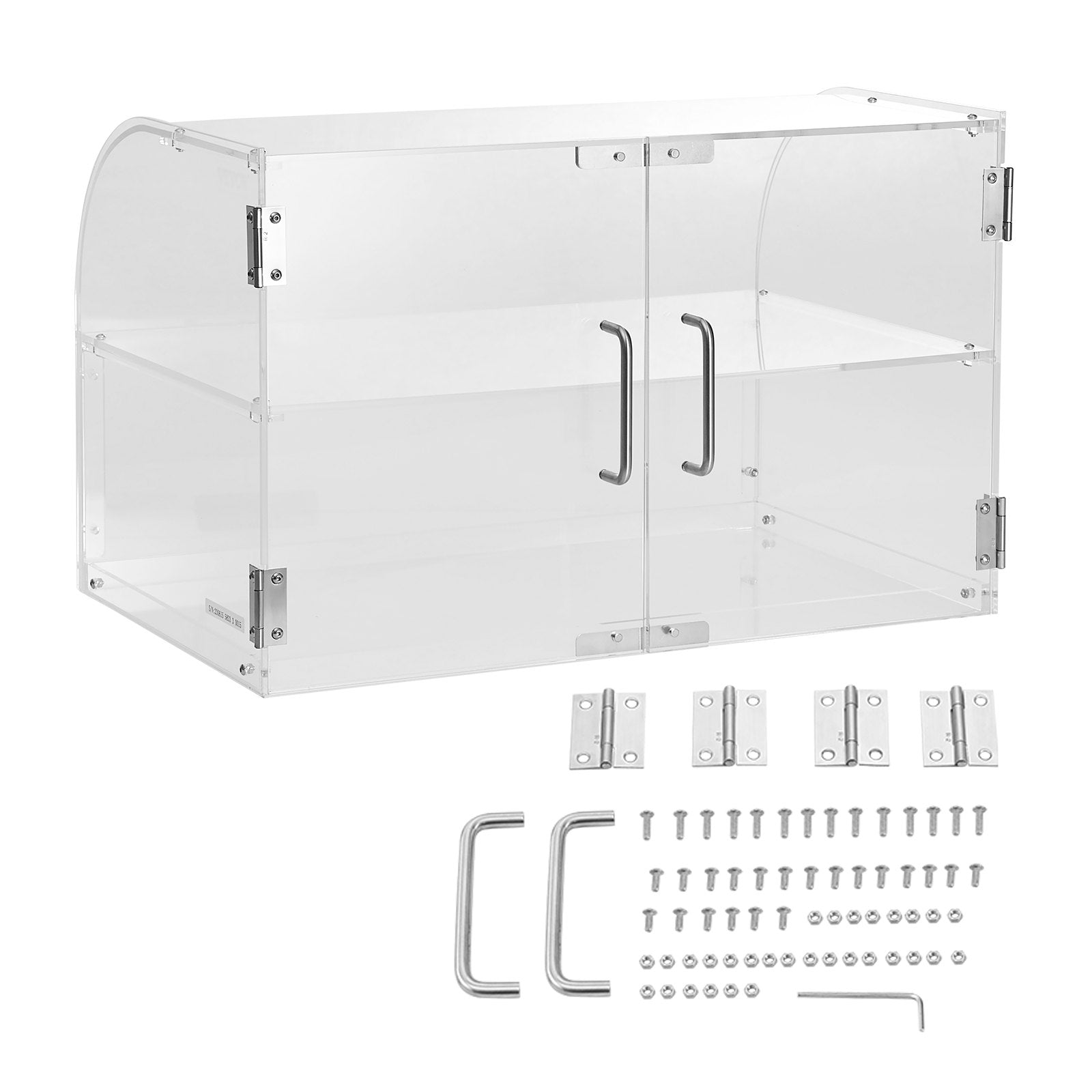 Food Storage: VEVOR Pastry Display Case, 2-Tier Commercial Countertop Bakery Display Case, Acrylic Display Box with Rear Door Access & Removable Shelves, Keep Fresh for Donut Bagels Cake Cookie