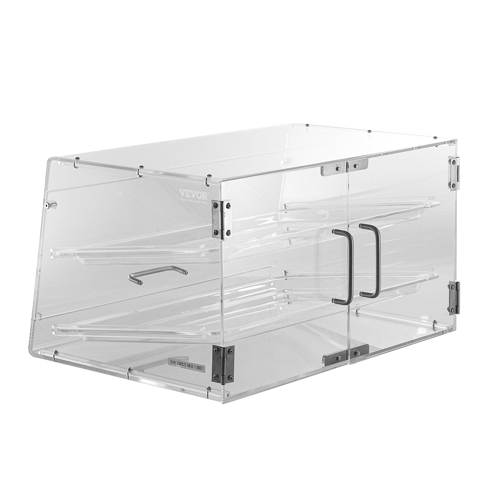 Food Storage: VEVOR Pastry Display Case, 2-Tier Commercial Countertop Bakery Display Case, Acrylic Display Box with Rear Door Access & Removable Shelves, Keep Fresh for Donut Bagels Cake Cookie