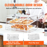Food Storage: VEVOR Pastry Display Case, 2-Tier Commercial Countertop Bakery Display Case, Acrylic Display Box with Rear Door Access & Removable Shelves, Keep Fresh for Donut Bagels Cake Cookie