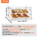 Food Storage: VEVOR Pastry Display Case, 2-Tier Commercial Countertop Bakery Display Case, Acrylic Display Box with Rear Door Access & Removable Shelves, Keep Fresh for Donut Bagels Cake Cookie