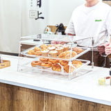 Food Storage: VEVOR Pastry Display Case, 2-Tier Commercial Countertop Bakery Display Case, Acrylic Display Box with Rear Door Access & Removable Shelves, Keep Fresh for Donut Bagels Cake Cookie