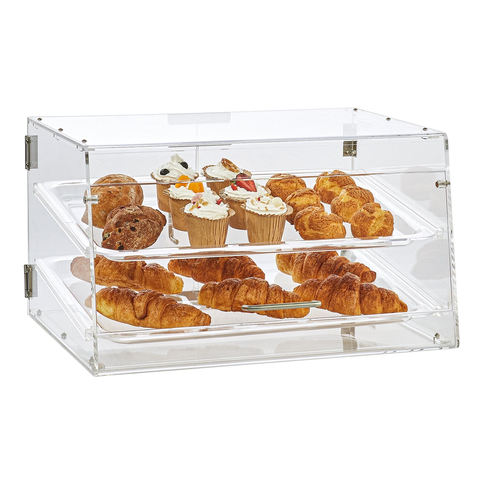 Food Storage: VEVOR Pastry Display Case, 2-Tier Commercial Countertop Bakery Display Case, Acrylic Display Box with Rear Door Access & Removable Shelves, Keep Fresh for Donut Bagels Cake Cookie