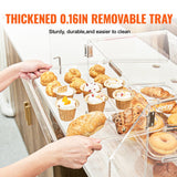 Food Storage: VEVOR Pastry Display Case, 3-Tier Commercial Countertop Bakery Display Case, Acrylic Display Box with Rear Door Access & Removable Shelves, Keep Fresh for Donut Bagels Cake Cookie